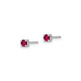 Sterling Silver Stud Earrings with Created Ruby in Four Prong Setting, Minimalist Jewelry for Women