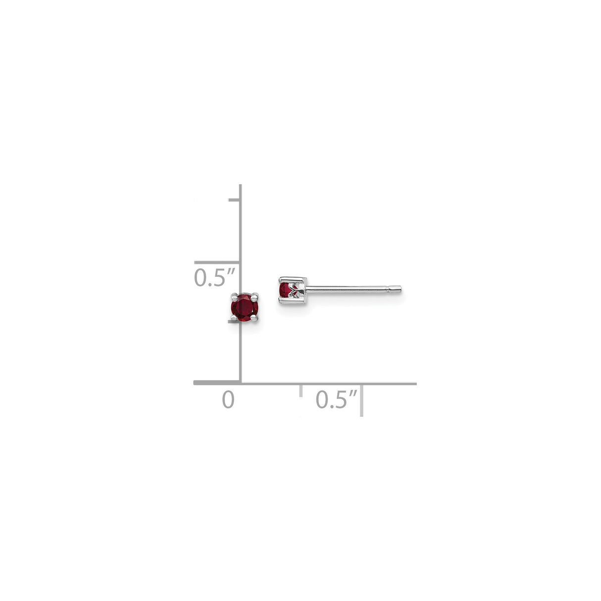 Sterling Silver Stud Earrings with Created Ruby in Four Prong Setting, Minimalist Jewelry for Women