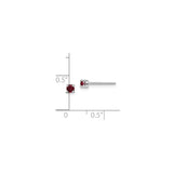 Sterling Silver Stud Earrings with Created Ruby in Four Prong Setting, Minimalist Jewelry for Women