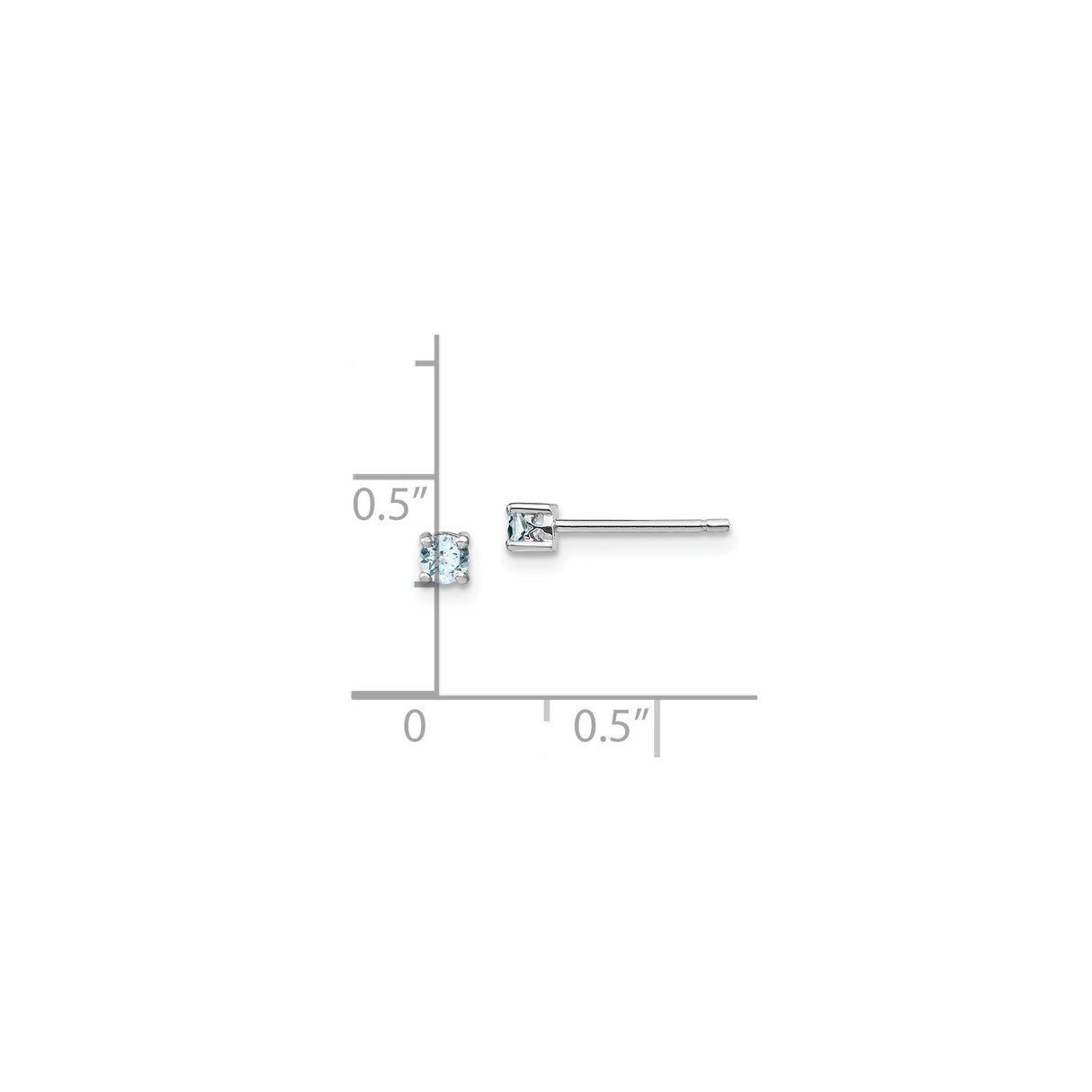Sterling Silver Stud Earrings with Aquamarine in Four Prong Setting, Minimalist Style for Women