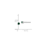 Sterling Silver Stud Earrings with Created Emerald, Round Cut, Four Prong Setting