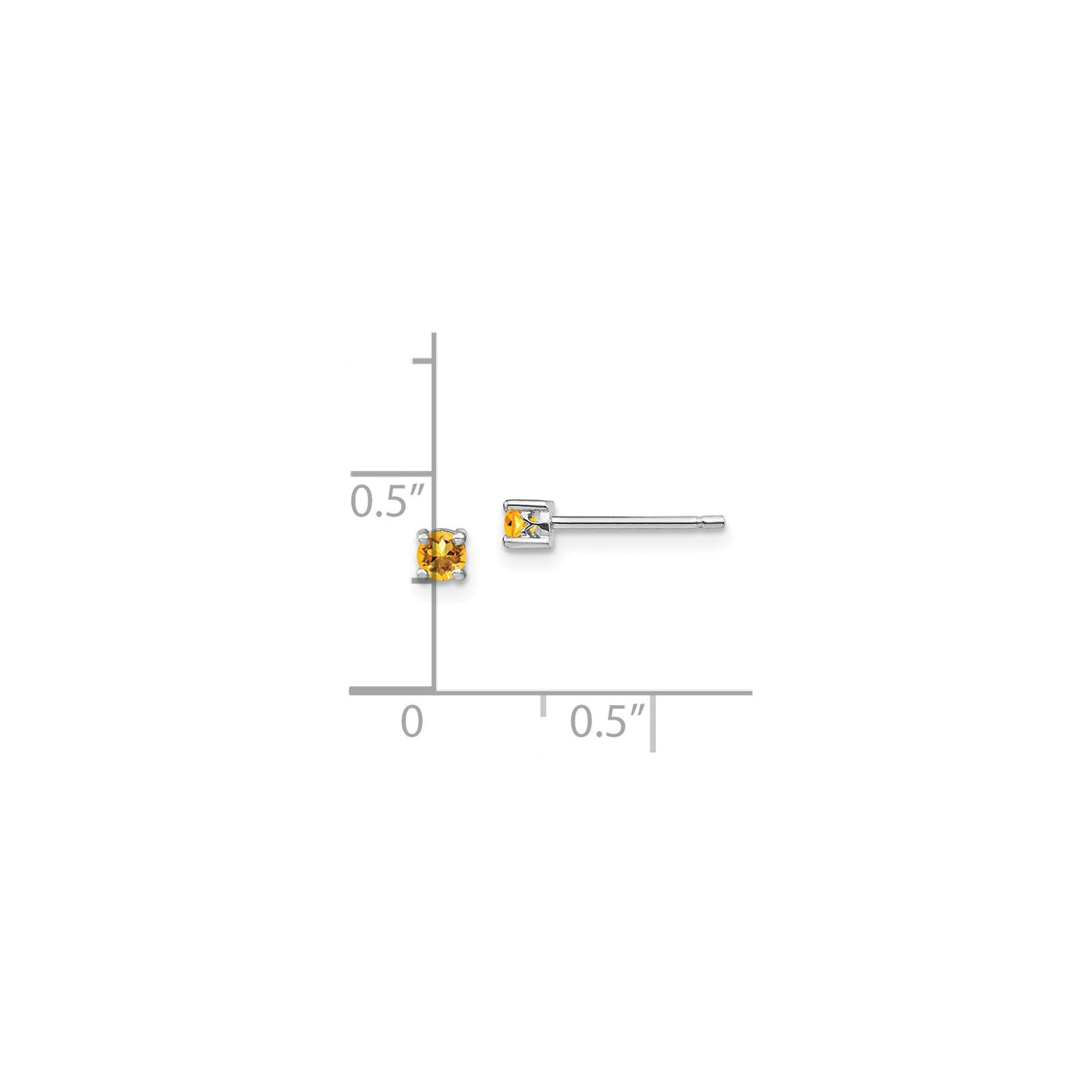 Sterling Silver Citrine Stud Earrings, Round Yellow Gemstone, Classic Minimalist Style