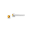 Sterling Silver Citrine Stud Earrings, Round Yellow Gemstone, Classic Minimalist Style