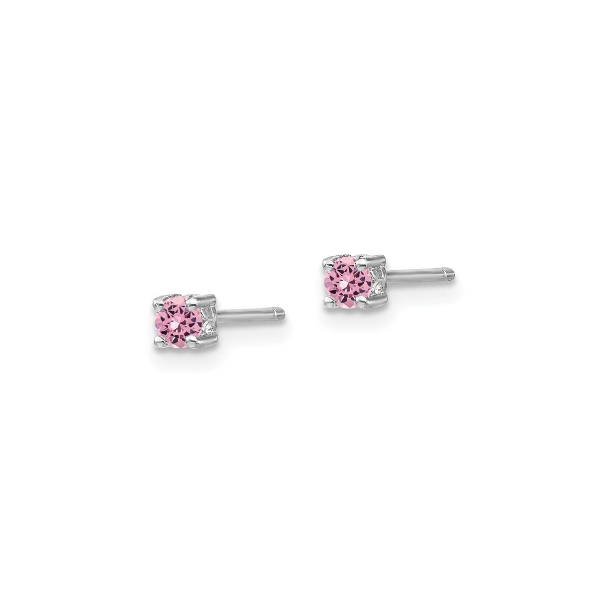 Sterling Silver Stud Earrings with Created Sapphire, Round Cut in Four Prong Setting, October Birthstone Style
