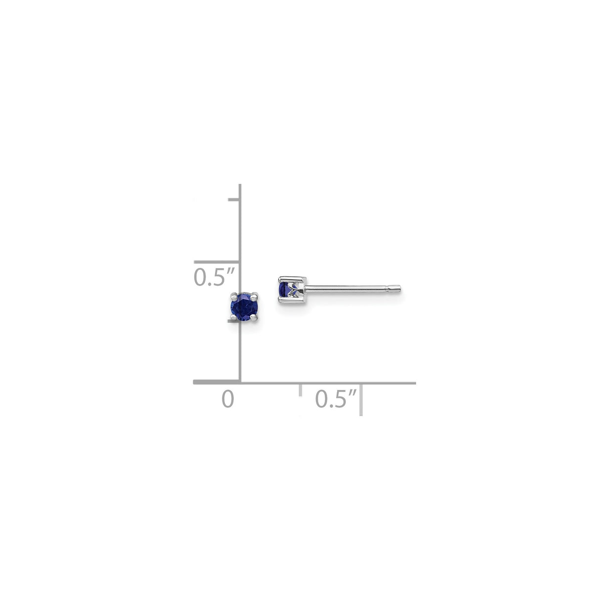 Sterling Silver Stud Earrings Deep Blue Gemstone FourProng
