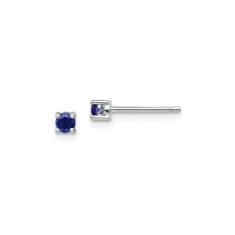 Sterling Silver Stud Earrings with Round Cut Deep Blue Gemstone in Four Prong Setting, Classic Silver Studs for Women, Elegant Minimalist Birthstone Style, Timeless Sapphire Look Earrings