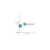 Sterling Silver Stud Earrings with Swiss Blue Topaz in Four Prong Setting