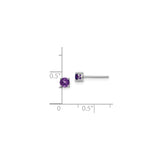 Sterling Silver Stud Earrings with Round Amethyst, Classic Four Prong Setting for Women