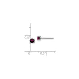 Sterling Silver Stud Earrings with Rhodolite Garnet, Round Cut, Minimalist Design, January Birthstone