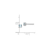 Sterling Silver Stud Earrings with Round Aquamarine in Four Prong Setting