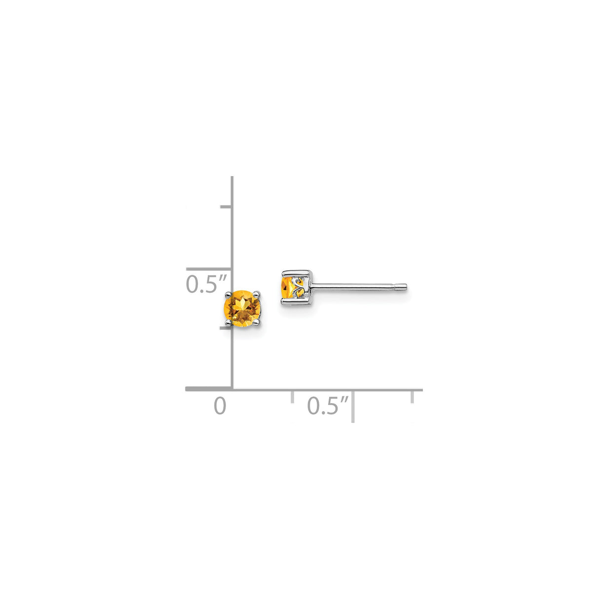 Sterling Silver Citrine Stud Earrings with Round Cut Gemstones, Minimalist Birthstone Jewelry for Women