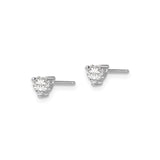 Sterling Silver Heart Stud Earrings with White Topaz, Minimalist Romantic Design for Women