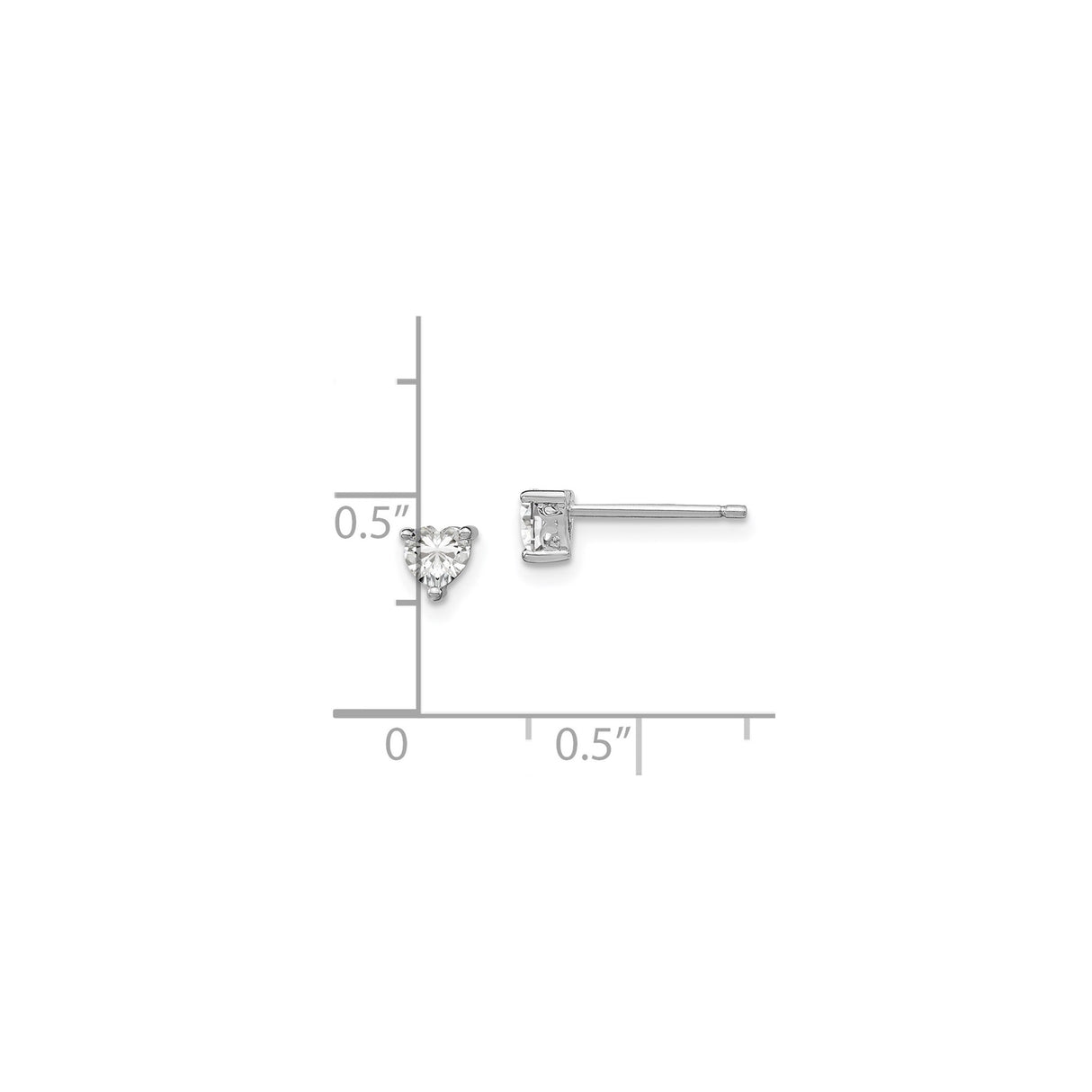 Sterling Silver Heart Stud Earrings with White Topaz, Minimalist Romantic Design for Women