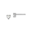 Sterling Silver Heart Stud Earrings with White Topaz, Minimalist Romantic Design for Women
