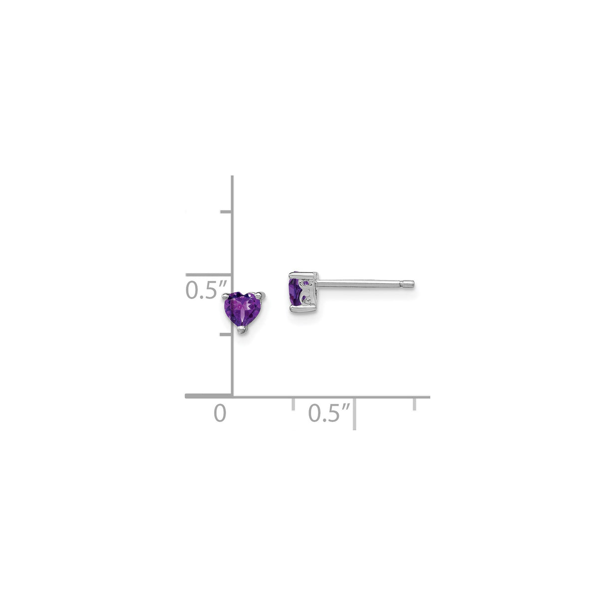 Sterling Silver Heart Shaped Amethyst Stud Earrings, February Birthstone Jewelry for Women