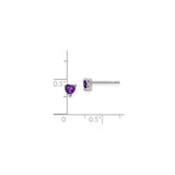 Sterling Silver Heart Shaped Amethyst Stud Earrings, February Birthstone Jewelry for Women