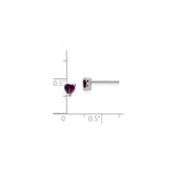 Sterling Silver Heart Stud Earrings with Rhodolite Garnet, Romantic Classic Style for Women