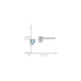 Sterling Silver Heart Stud Earrings with Aquamarine Gemstones, Romantic Design for Women