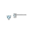 Sterling Silver Heart Stud Earrings with Aquamarine Gemstones, Romantic Design for Women