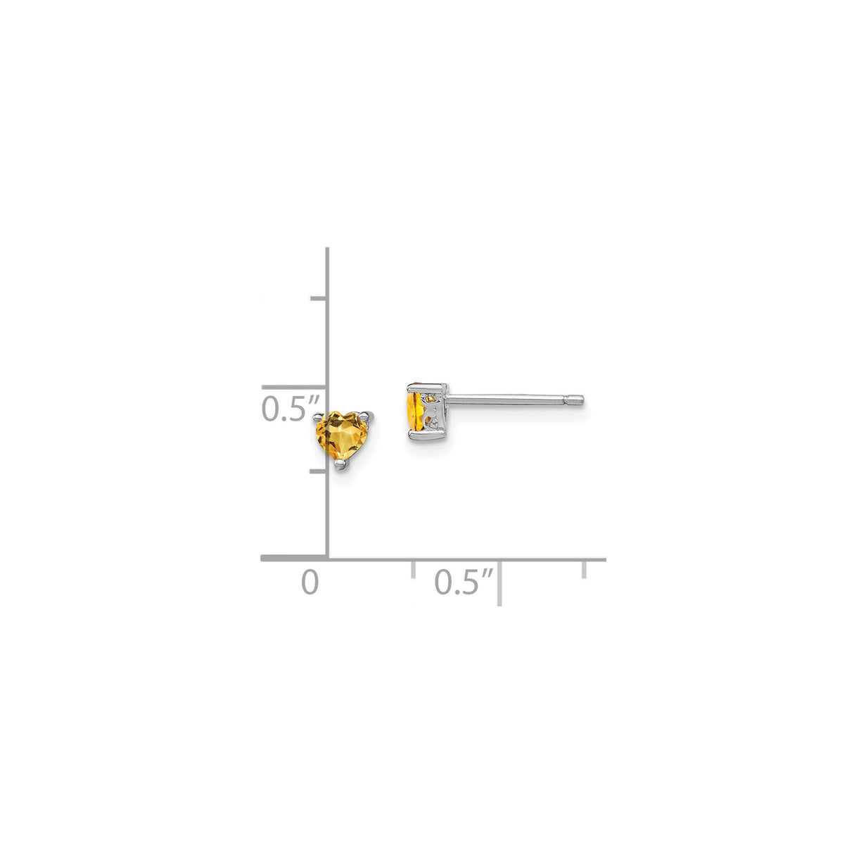 Sterling Silver Heart Shaped Citrine Stud Earrings, Romantic November Birthstone Jewelry for Women