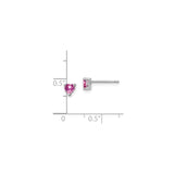 Sterling Silver Heart Stud Earrings with Created Sapphire, Romantic Prong Set Design for Women
