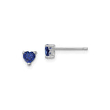 Sterling Silver Heart Stud Earrings with Created Sapphire Accent