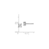 Sterling Silver Stud Earrings with White Topaz, Square Princess Cut, Minimalist Four-Prong Design