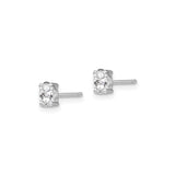 Sterling Silver Oval Cut Stud Earrings with White Topaz, Classic Minimalist Style