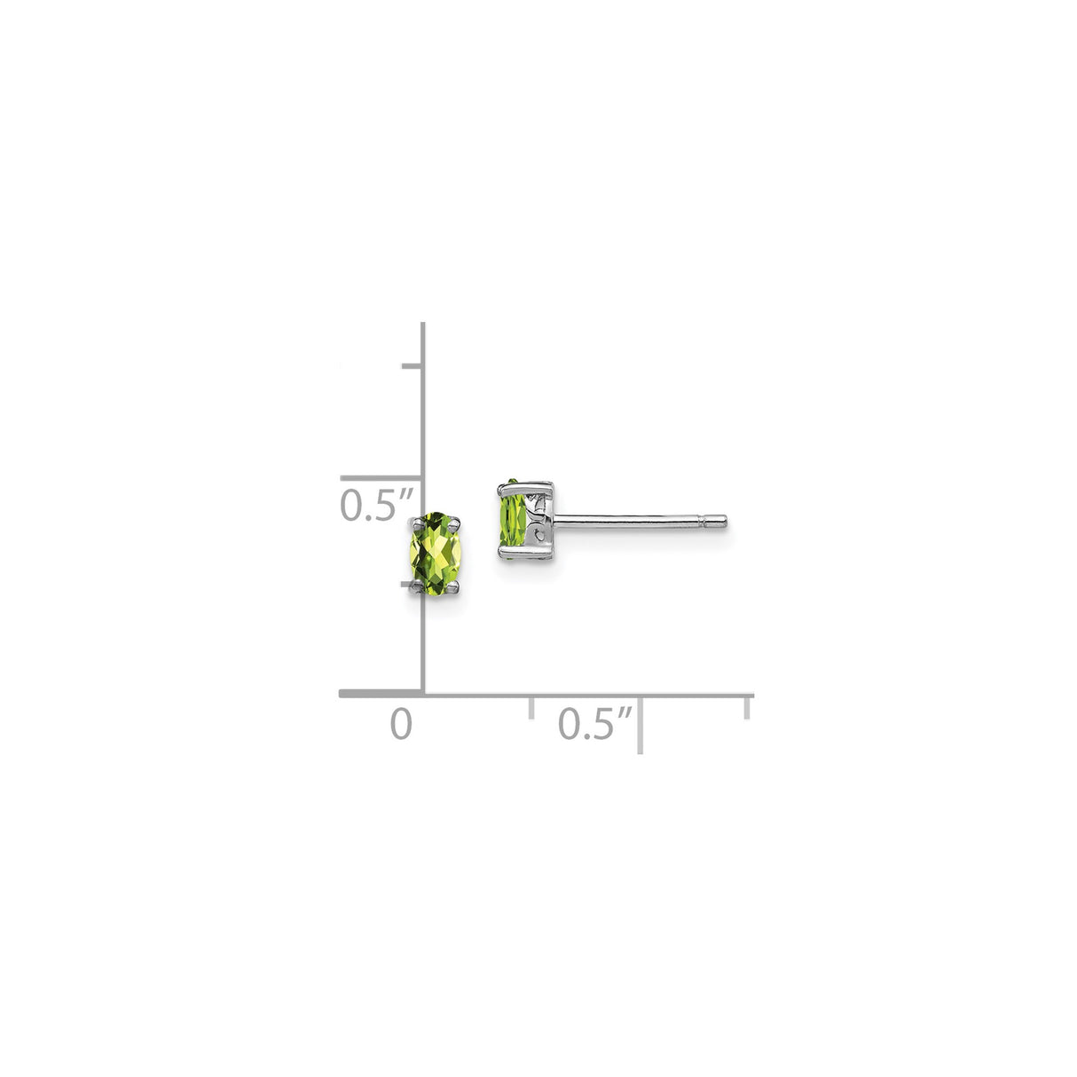 Sterling Silver Stud Earrings with Oval Cut Peridot, Minimalist August Birthstone Jewelry for Women