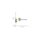 Sterling Silver Stud Earrings with Oval Cut Peridot, Minimalist August Birthstone Jewelry for Women