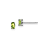 Sterling Silver Stud Earrings with Oval Cut Peridot, Minimalist August Birthstone Jewelry for Women