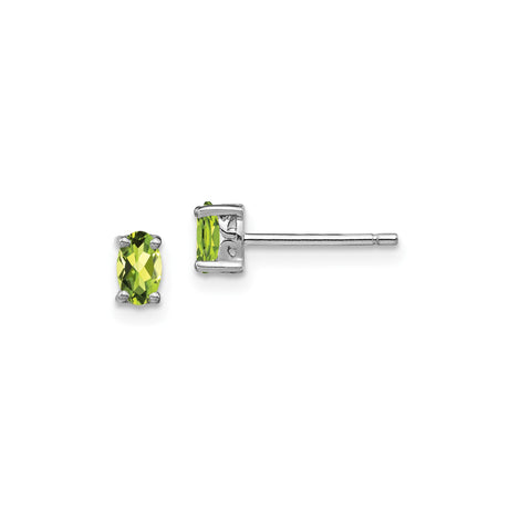 Sterling Silver Stud Earrings with Oval Cut Peridot, Minimalist August Birthstone Jewelry for Women