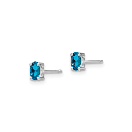 Sterling Silver Oval Cut Blue Topaz Stud Earrings Minimalist