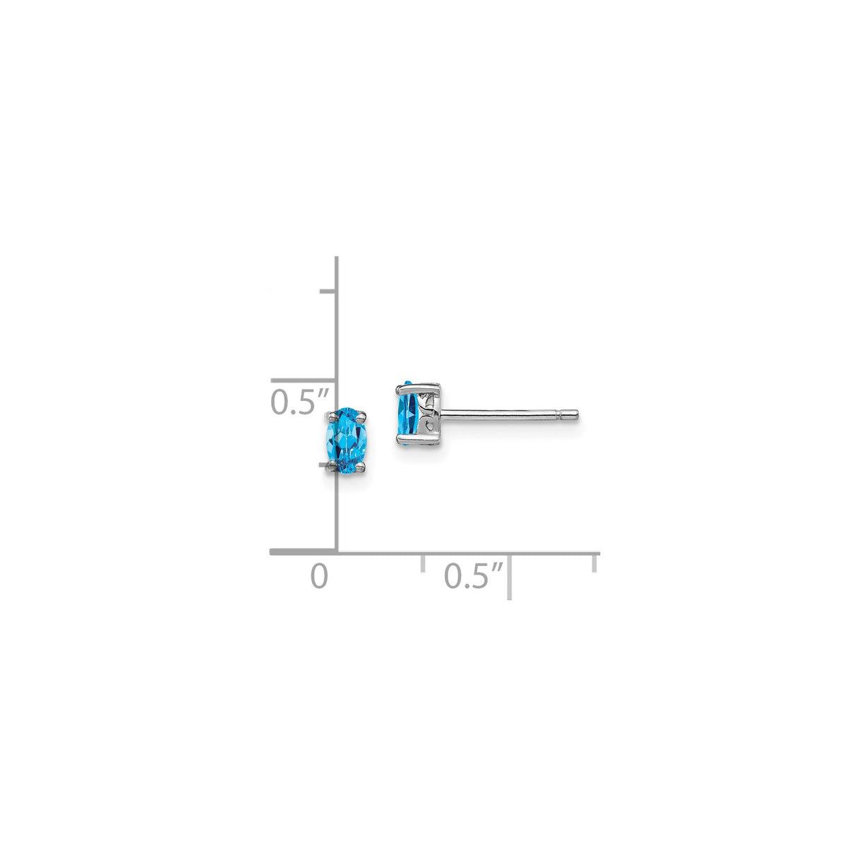Sterling Silver Oval Cut Blue Topaz Stud Earrings Minimalist