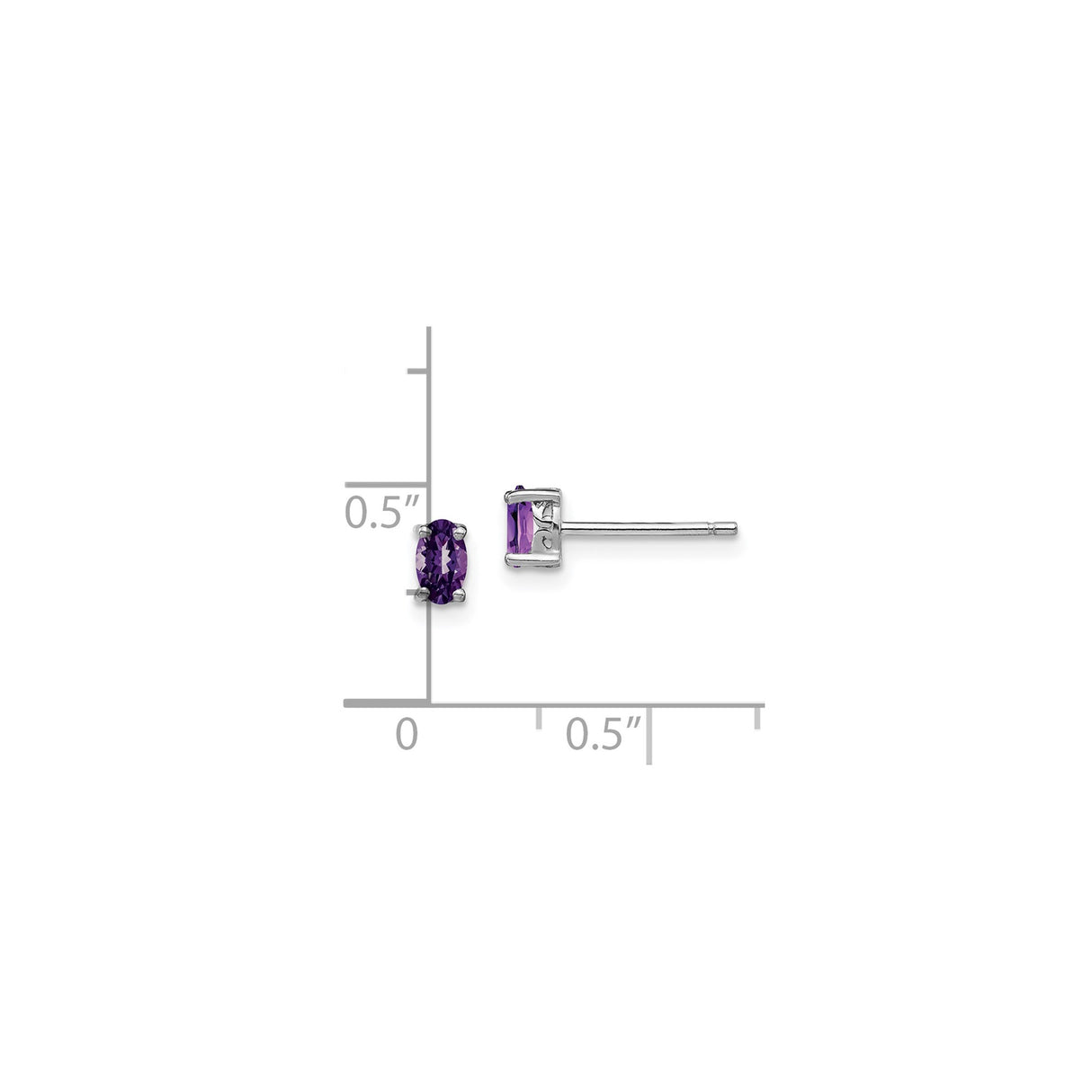 Sterling Silver Stud Earrings with Oval Amethyst Gemstones, Classic Birthstone Jewelry for Women