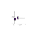 Sterling Silver Stud Earrings with Oval Amethyst Gemstones, Classic Birthstone Jewelry for Women
