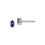 Sterling Silver Stud Earrings with Oval Amethyst Gemstones, Classic Birthstone Jewelry for Women
