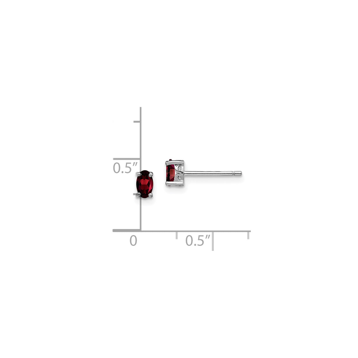 Sterling Silver Stud Earrings with Oval Garnet in Four Prong Setting, Minimalist Jewelry for Women