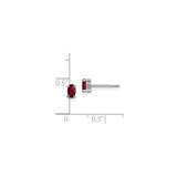 Sterling Silver Oval Stud Earrings with Created Ruby, Minimalist Polished Design for Women