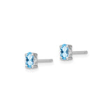 Sterling Silver Aquamarine Oval Stud Earrings, Minimalist Light Blue Gemstone Design