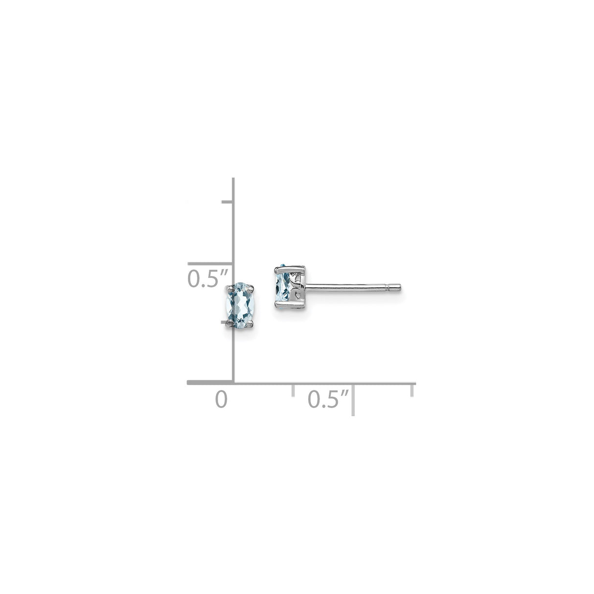 Sterling Silver Aquamarine Oval Stud Earrings, Minimalist Light Blue Gemstone Design