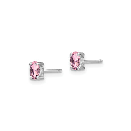 Sterling Silver Stud Earrings with Oval Cut Created Sapphire, Classic Minimalist Style for Women