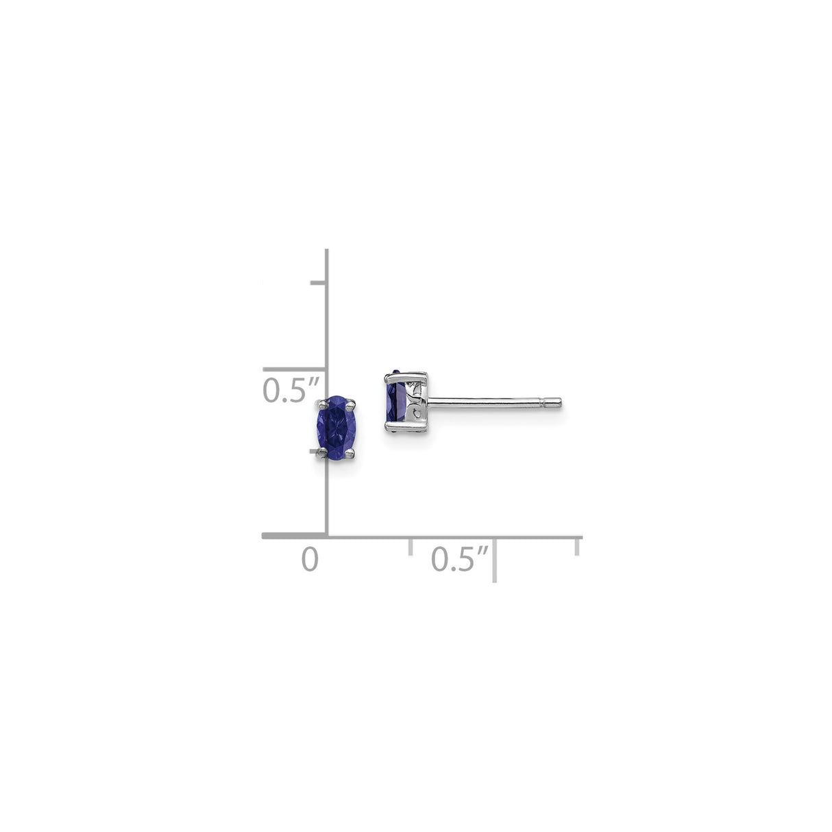 Sterling Silver Oval Lab Created Sapphire Stud Earrings