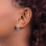 Sterling Silver Oval Stud Earrings with Lab Created Ruby, Open Frame Design