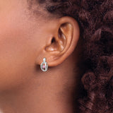 Sterling Silver Oval Stud Earrings with Vibrant Pink Cubic Zirconia in Open Frame Design