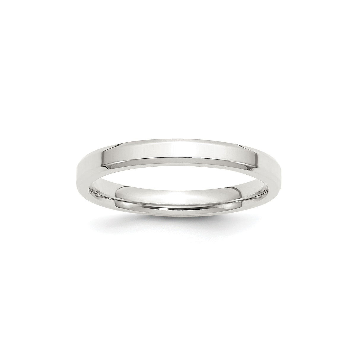 Sterling Silver Beveled Edge, Comfort Fit wedding band ring