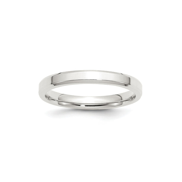 Sterling Silver Beveled Edge, Comfort Fit wedding band ring