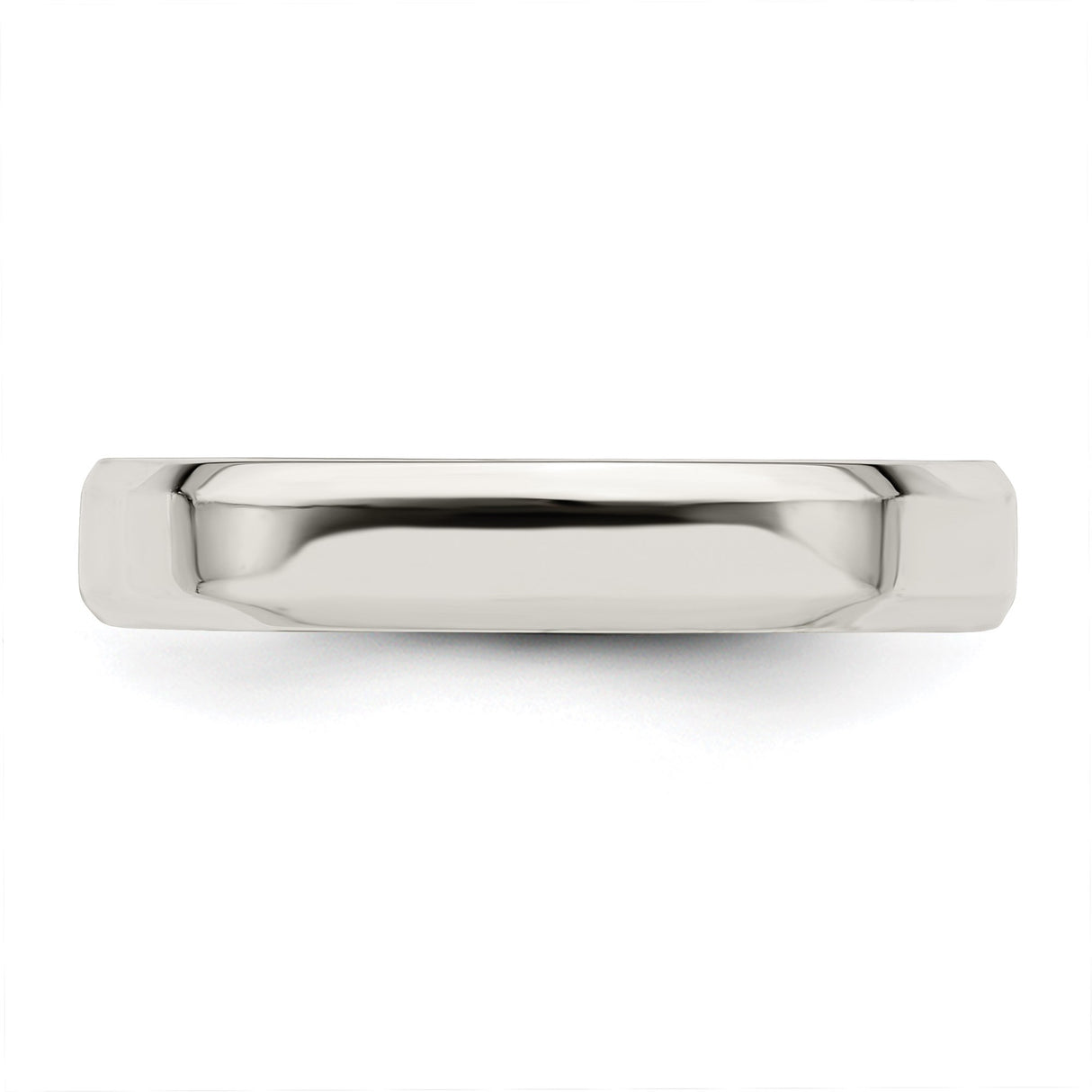 Sterling Silver Beveled Edge, Comfort Fit wedding band ring detail view