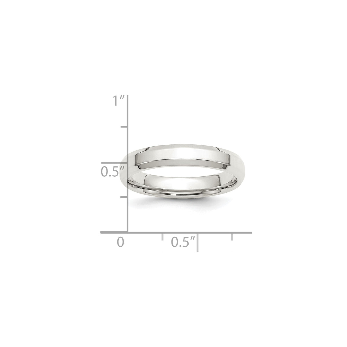 Sterling Silver Beveled Edge, Comfort Fit wedding band ring shown for scale