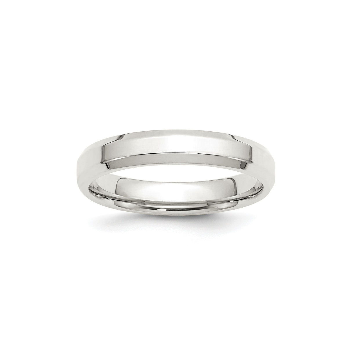 Sterling Silver Beveled Edge, Comfort Fit wedding band ring